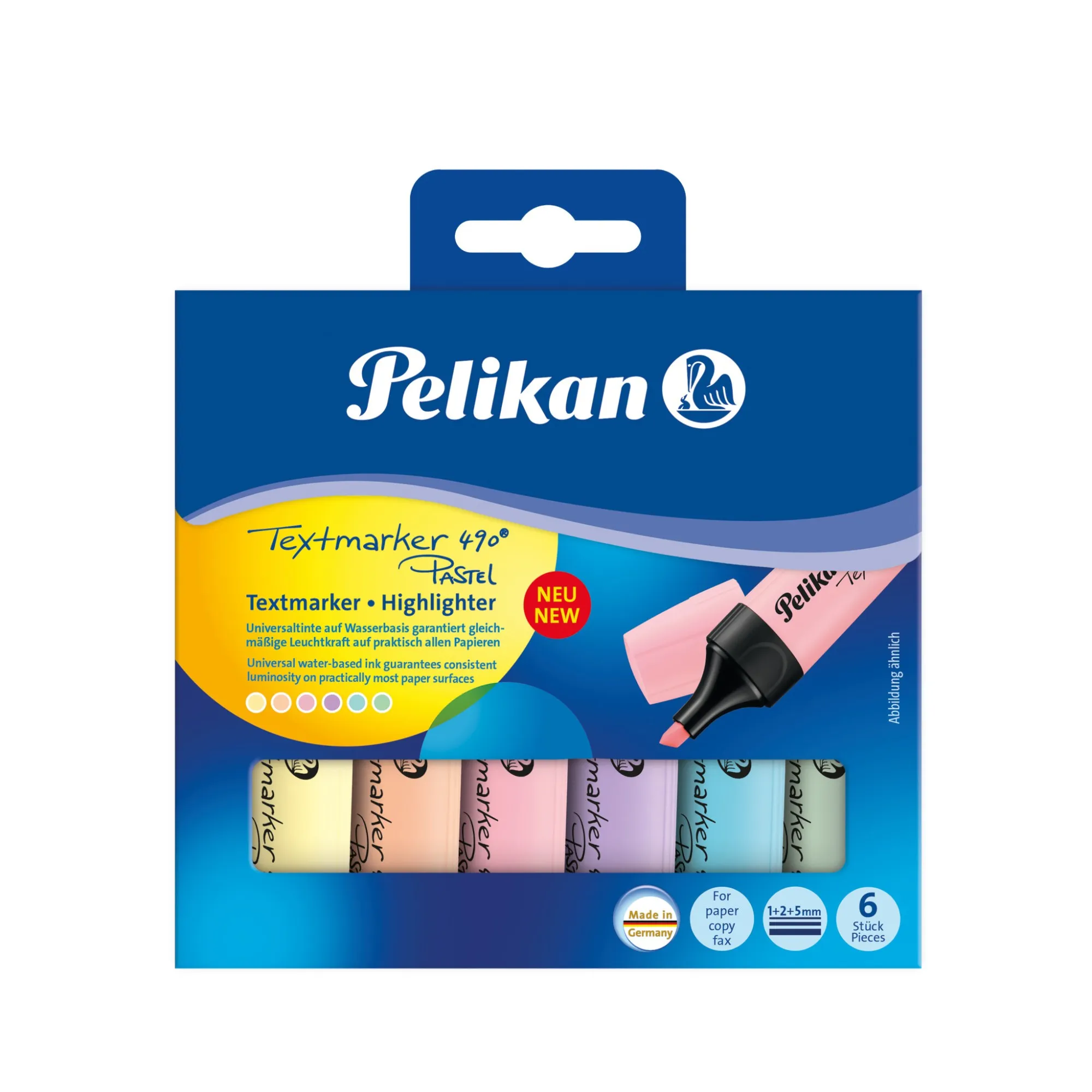 Pelikan 817325 evidenziatore 6 pz Punta smussata Blu Verde Arancione Rosa Giallo