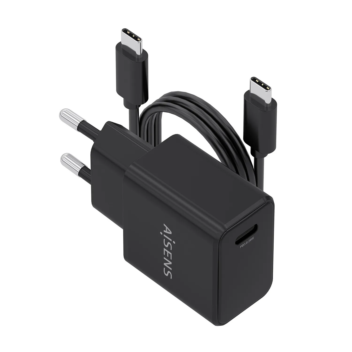 AISENS ASCH-20W1P082-BK Caricabatterie per dispositivi mobili Telefono cellulare Smartphone Fotocamera Universale Tablet Nero AC Ricarica rapida Interno