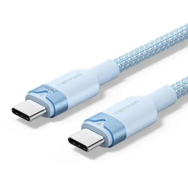 Cavo USB-C Vention - Potenza fino a 240W - Lunghezza 2m - Rivestimento in nylon intrecciato - Velocità fino a 480Mbps - Blu