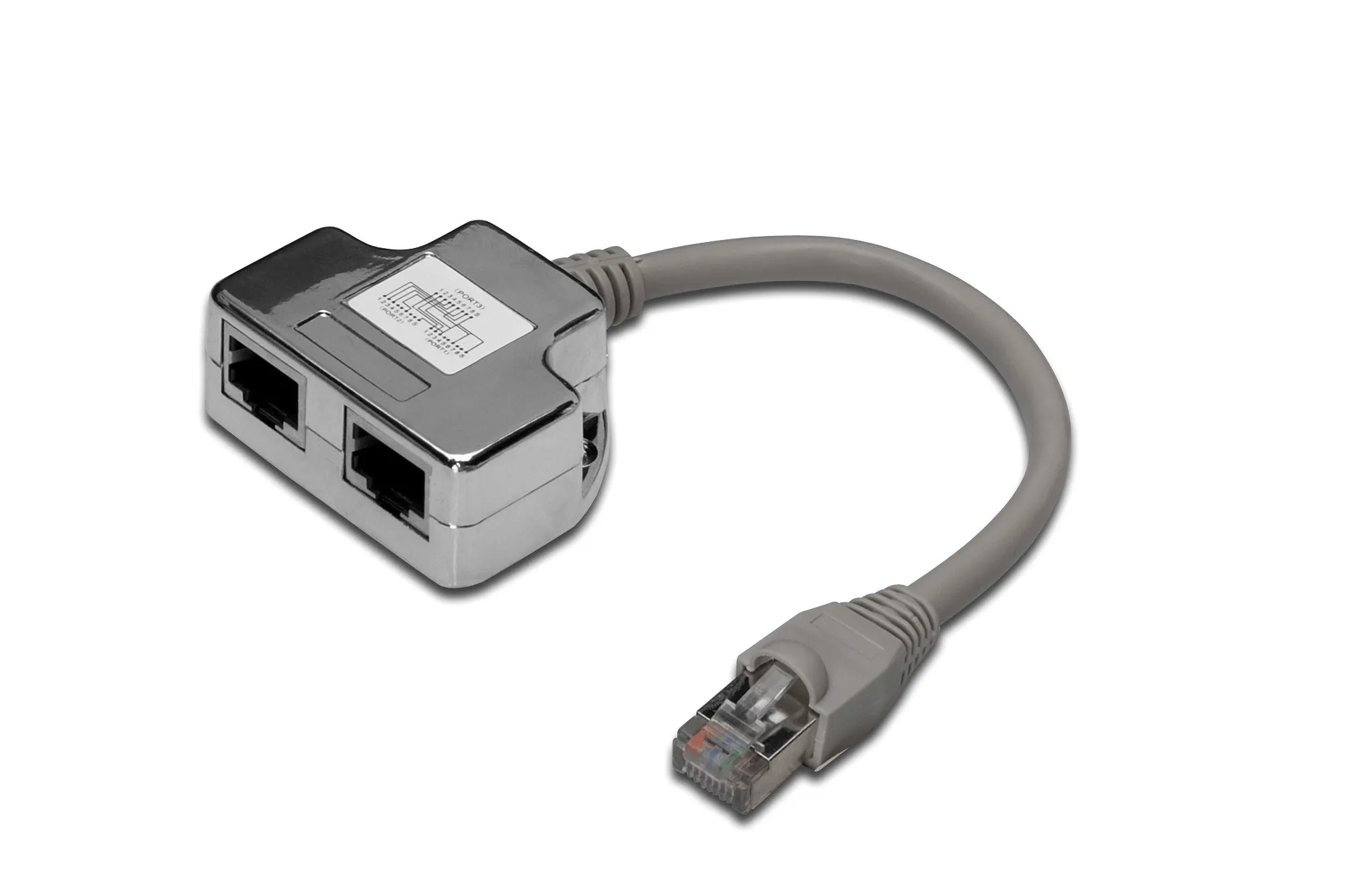 Adattatore Schermato Per Cat. 5E Per 2 Linee Rj45 Su Un Unico Cavo