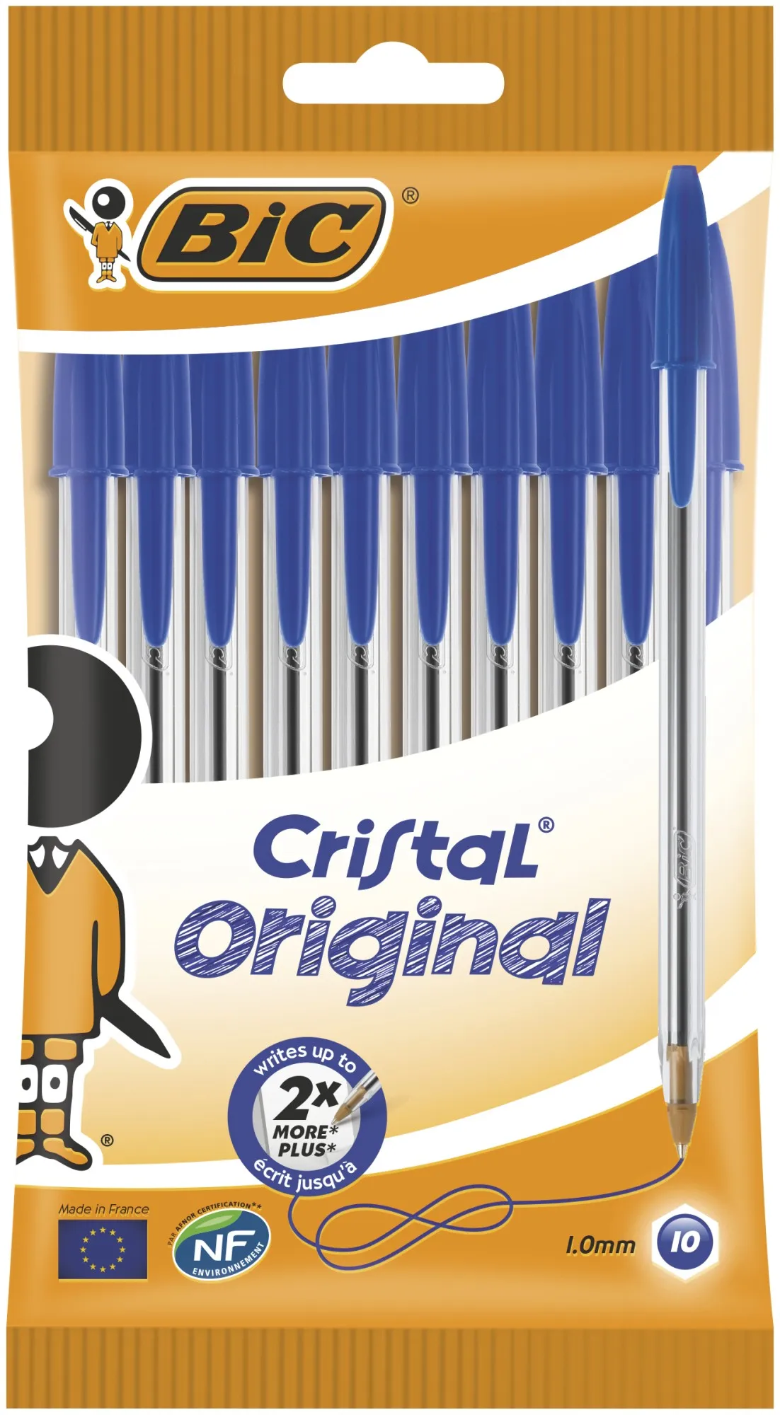 BIC Cristal Original Penne Blu a Sfera (Punta 1mm) Confezione da 10