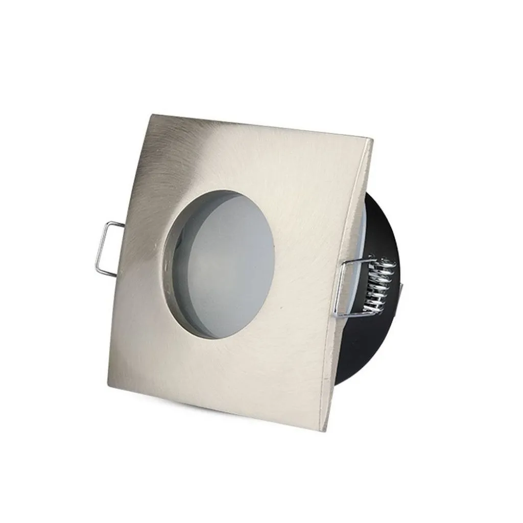 V-TAC Portafaretto LED da Incasso Quadrato GU10 e GU5.3 (MR16) Colore Nichel Satinato IP54