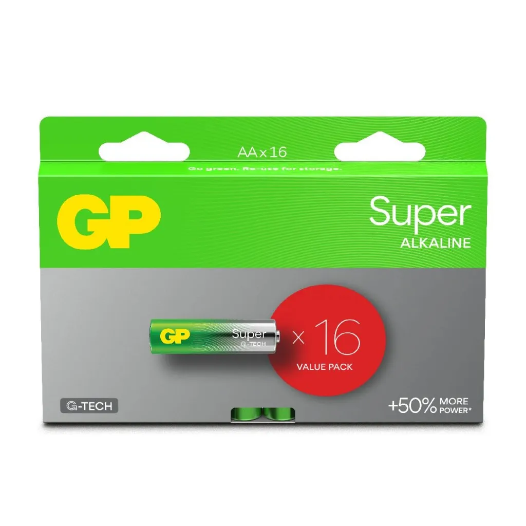 GP Battery Batteria Super Alcalina 15V Stilo AA / 15A / LR6 (Confezione 16 Pezzi)
