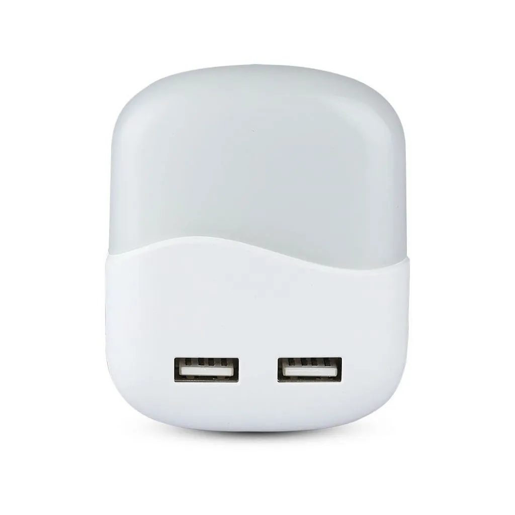 V-TAC PRO Faretto LED Chip Samsung Segnapasso Notturno Quadrato 045W Sensore Crepuscolare e USB Colore Bianco 60*60*545 mm 3000K IP20