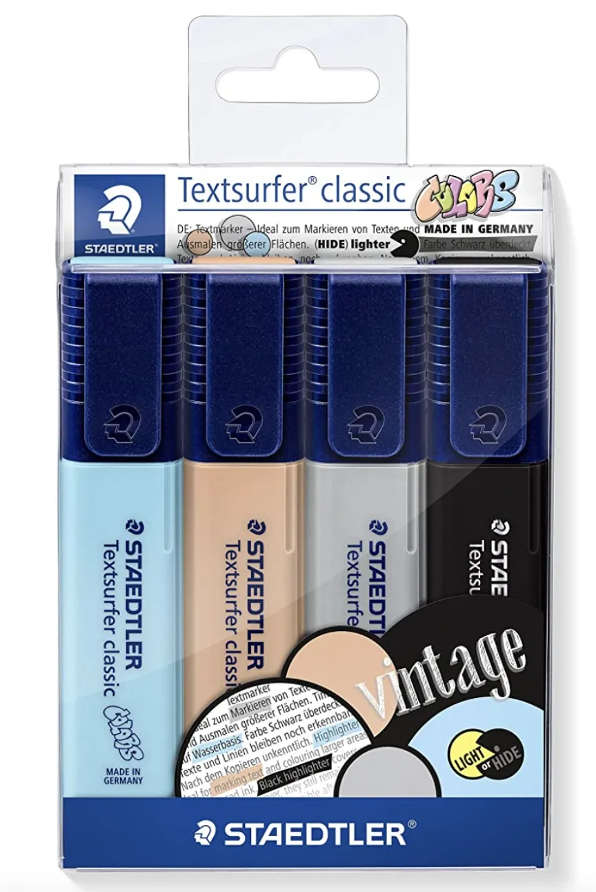 Staedtler Textsurfer Classic 364 Confezione da 4 pennarelli fluorescenti - Asciugatura rapida - Linea 1 - 5 mm circa - Colori assortiti