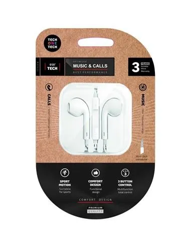 Auricolari TechOneTech Ear Tech - Microfono integrato - Mini jack da 35 mm - Assistente vocale - Cavo da 120 m