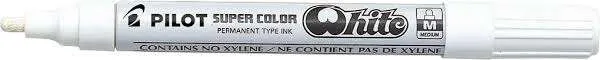 Pilot Super Color Permanent Marker - Punta in poliacetale da 45 mm - Inchiostro molto denso e opaco - Corpo in metallo - Colore bianco