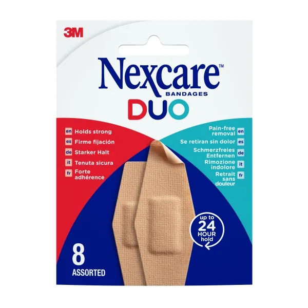 Nexcare Duo Pack confezione da 8 cerotti assortiti - Rimozione indolore - Impermeabili - Traspiranti - Color carne