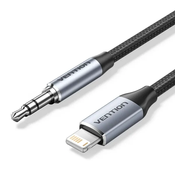Convertitore Vention Lightning maschio a jack maschio da 35 mm - 1 m - Intrecciato - Grigio