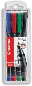 STABILO OHPen universal permanent 4 Pack marcatore permanente Tipo di punta Nero Blu Verde Rosso 4 pz