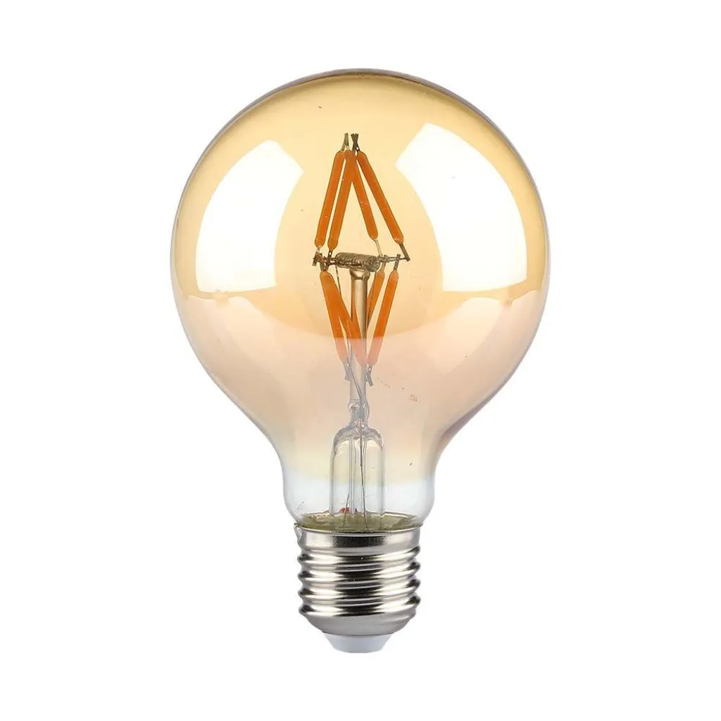 V-TAC Lampadina LED E27 4W G80 Filamento Ambrato 2200K