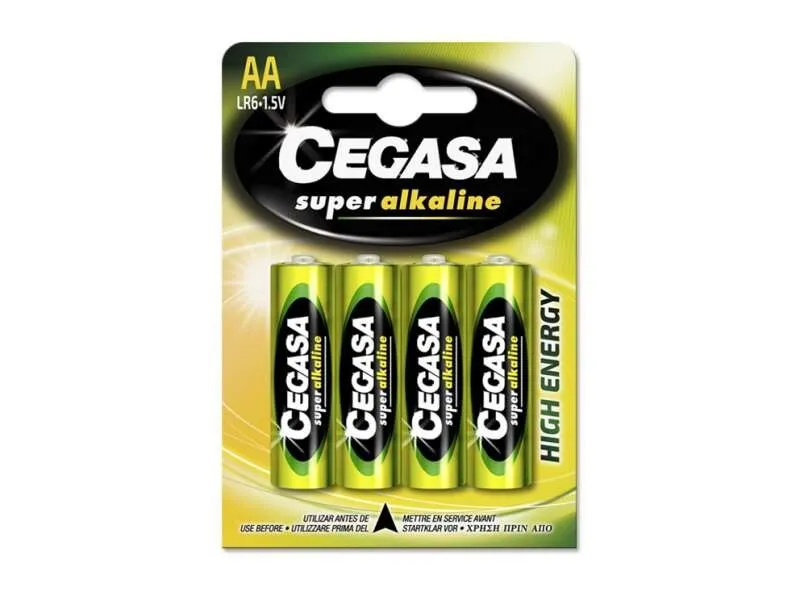Confezione da 4 batterie Cegasa Super Alcaline AA LR6 - Alte prestazioni - Affidabilità - Tecnologia avanzata