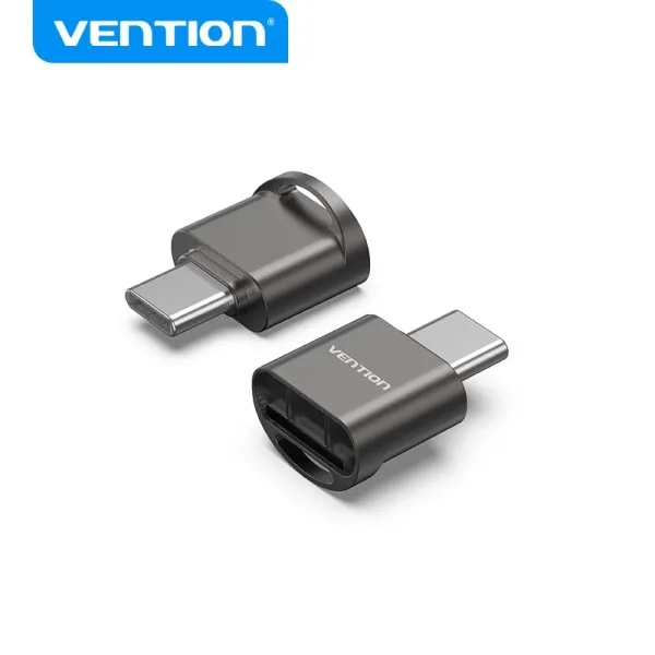 Lettore di schede MicroSD Vention - Interfaccia USB 2.0 - Tipo C - Processo di elettrodeposizione in nichel - Nero