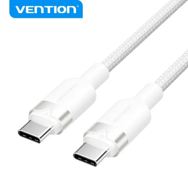 Cavo USB 2.0 nichelato Vention - 60W - 3A - 480Mbps - 2m - PVC + Alluminio - Bianco