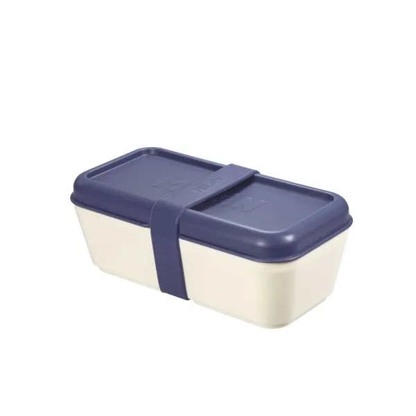 Milan Collection 430 Lunch Box Rettangolare 075L - Adatto a Microonde Lavastoviglie e Congelatore - Senza BPA - Divisore Interno Mobile - Dimensioni 20x10x75cm - Bianco Sporco/Blu Navy