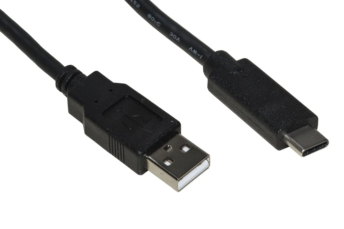 Cavo Usb 2.0 A Maschio Tipo C Mt 1 Colore Nero Pvc Nichel Plating Black 28+24Awg Bc Conductor