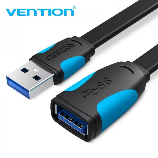 Cavo di prolunga piatto USB 3.0 maschio-femmina Vention - 15 m - Nero e blu