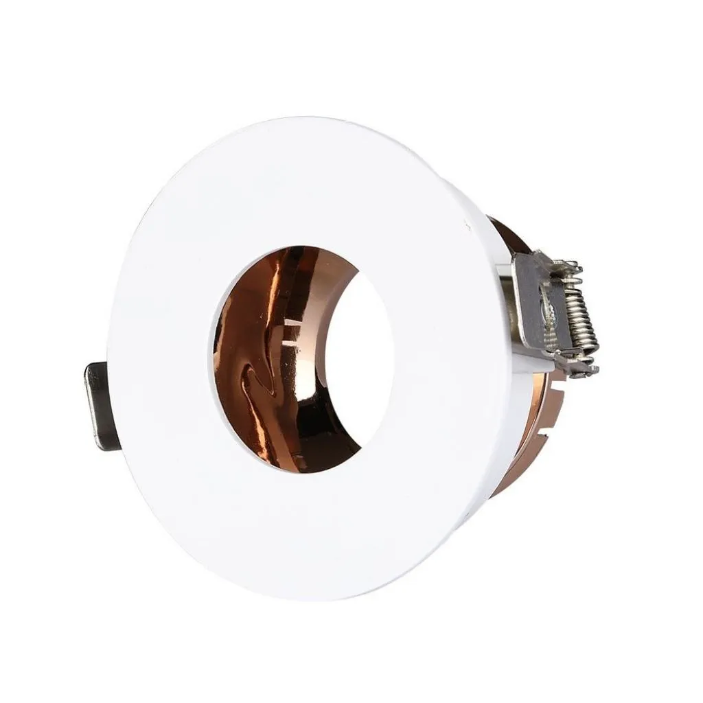 V-TAC Portafaretto LED da Incasso GU10 Rotondo Colore Bianco con Interno Oro Rosa