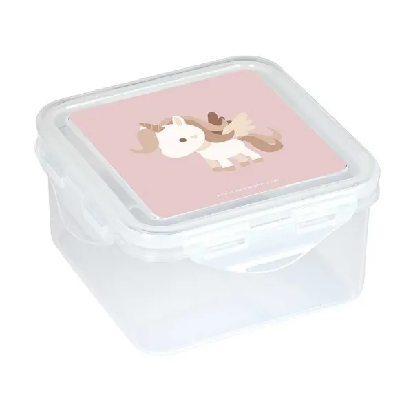 Contenitore per il pranzo Safta Unicorn da 127 l - PVC senza BPA - Chiusura ermetica a scatto - 130x130x75 mm - Trasparente