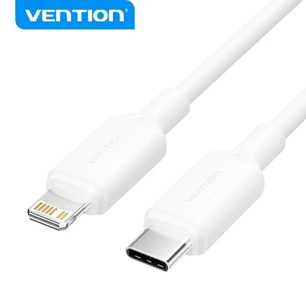 Cavo Vention USB-C a Lightning - Connettore nichelato - Potenza 27 W - Corrente massima 3 A - Colore bianco