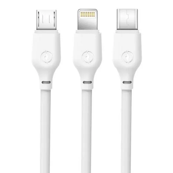 Cavo di ricarica rapida XO 3 in 1 - Micro Tipo C e Lightning a USB - 1 m - Colore bianco