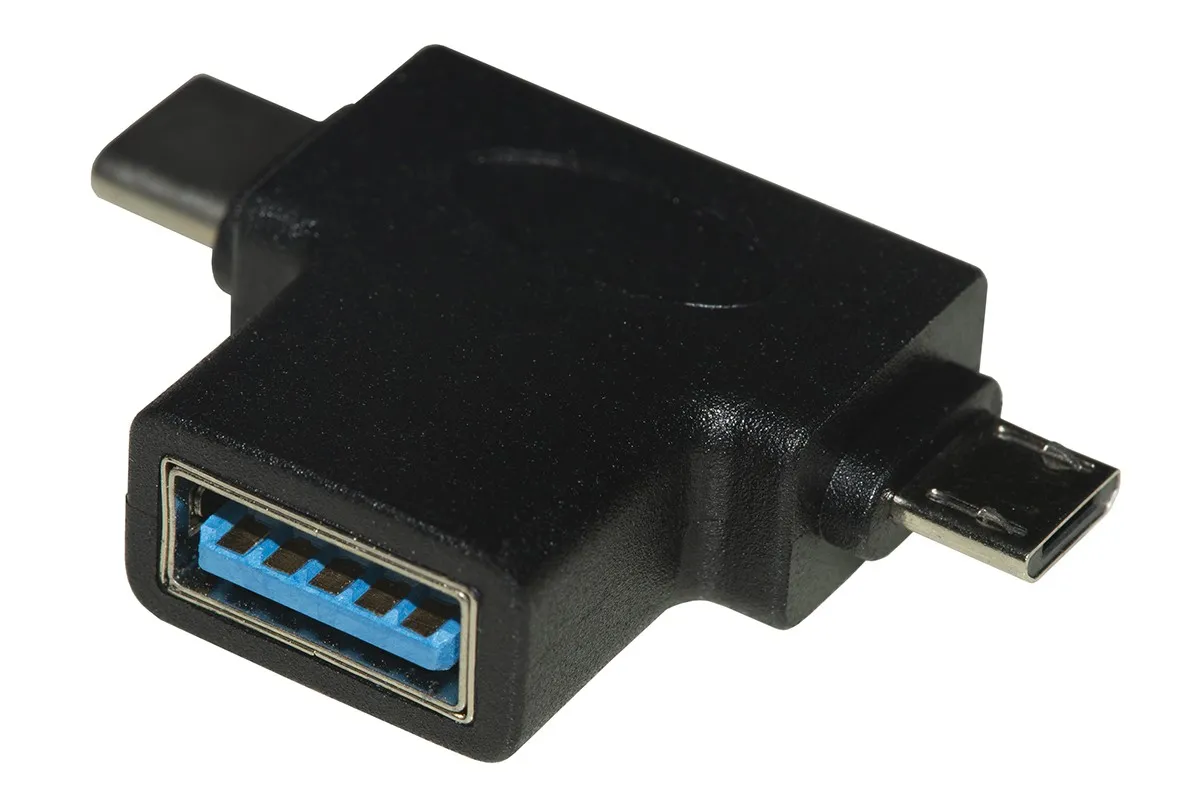 Adattatore 3 In Uno - Connettore Usb A Femmina - Micro Usb Maschio - Usb-C Maschio