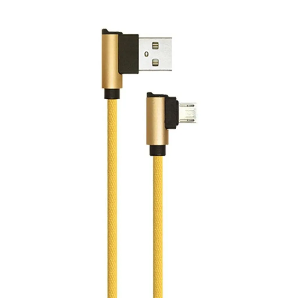 V-TAC Cavo da Micro-USB a USB-A 1m Ricarica Rapida 2.4A Diamond Series Cavo Antigroviglio in Corda con Connettori a L Colore Oro