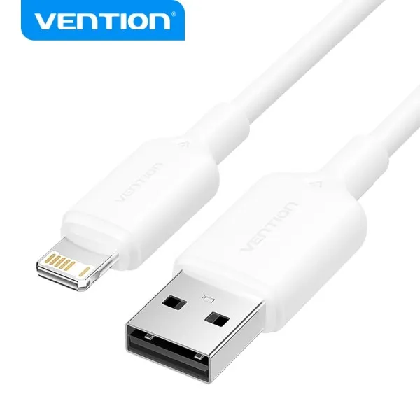 Cavo Lightning USB 2.0 Vention - Trasmissione 480 Mbps - Uscita 24 A - Conduttore in bronzo stagnato - Colore bianco