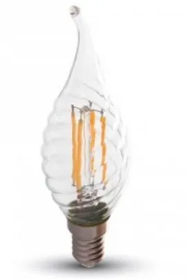 V-TAC VT-1995 Lampadina LED E14 4W Candela fiamma Twist filamento - Bianco naturale 4500K - SKU 4431