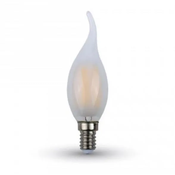 V-TAC VT-1937 Lampadina LED E14 4W Candela fiamma frost filamento - Bianco naturale 4000K - SKU 4478