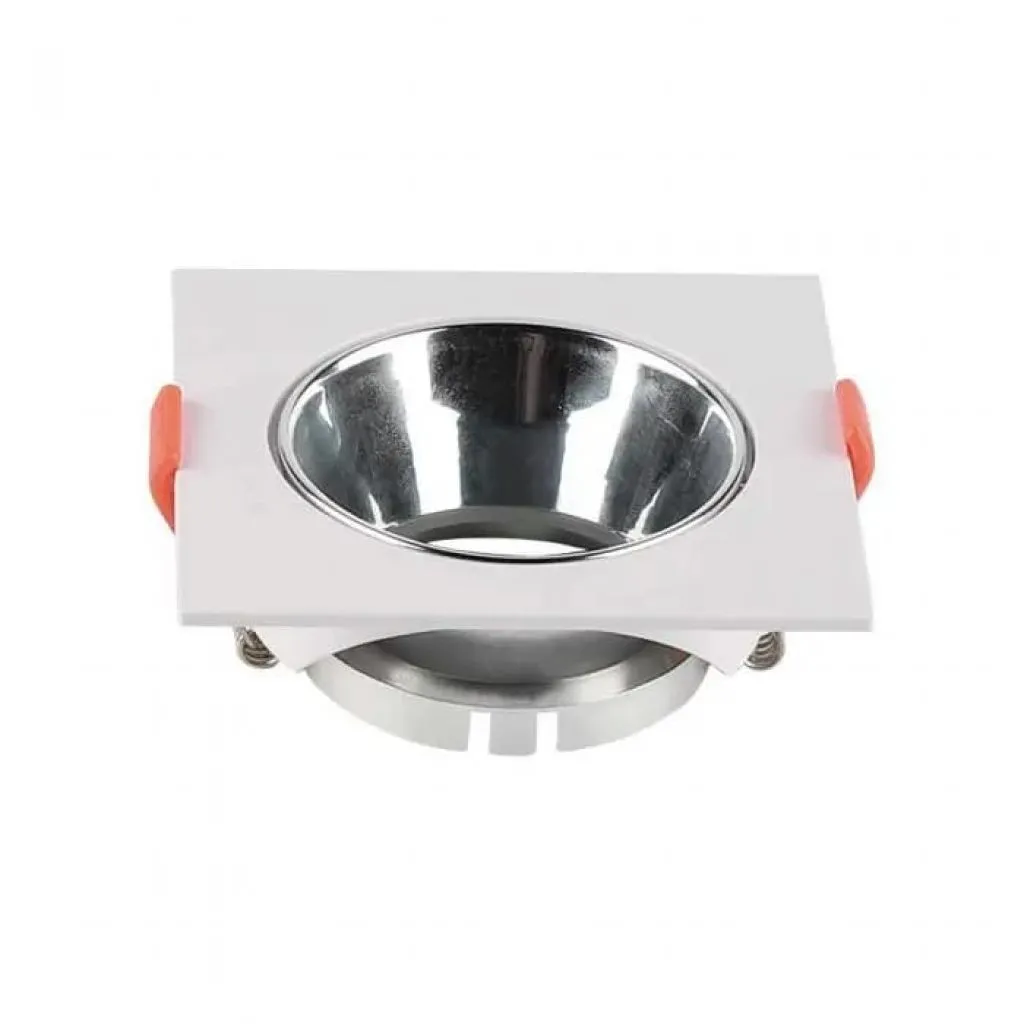 V-TAC Portafaretto LED da Incasso Quadrato GU10 Corpo Bianco Riflettore Cromato