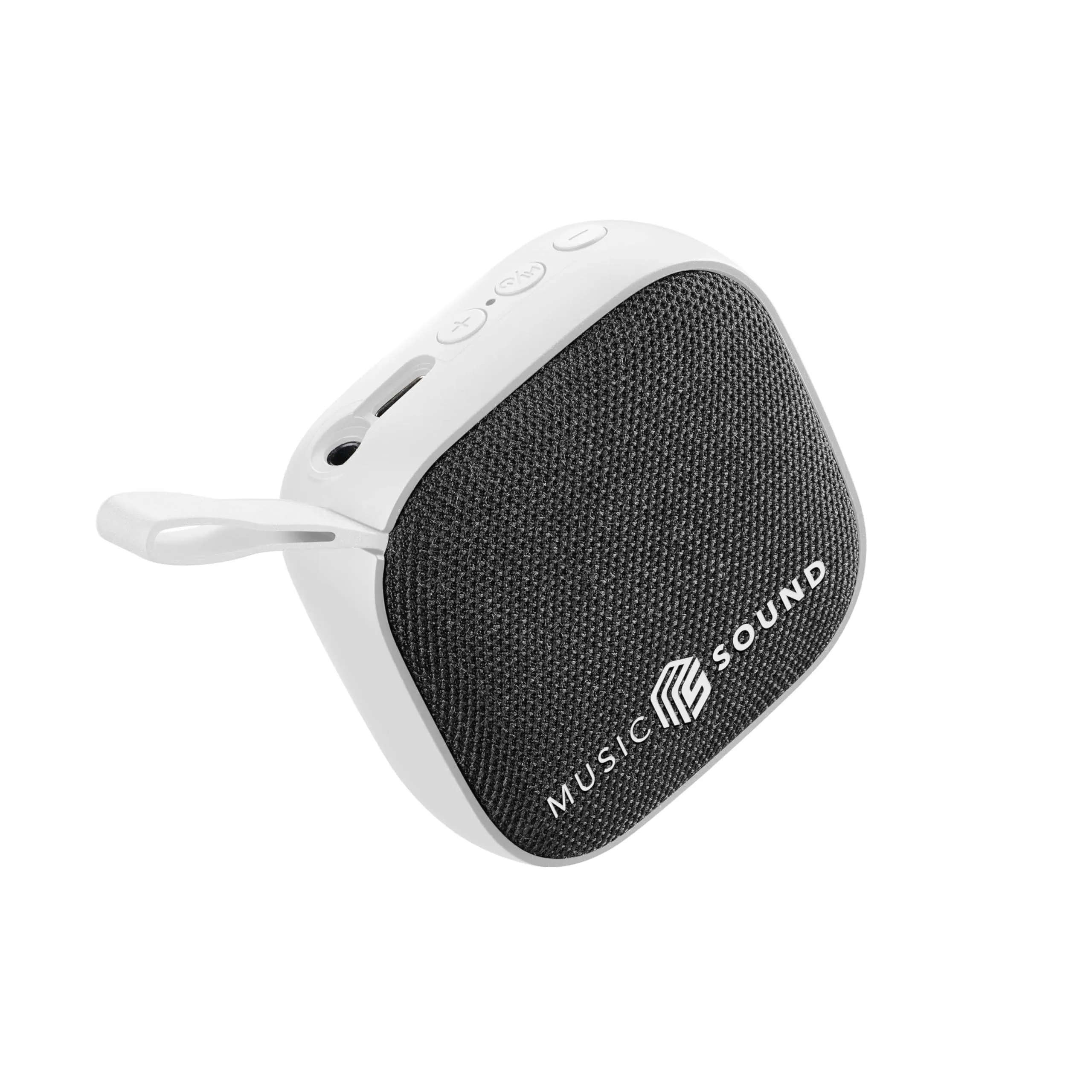 Music Sound - MINI - Speaker Bluetooth - Potenza 3 WATT - Play Time 4 ore - Compatto e portatile - Finiture in tessuto morbido e colorato - Bianco