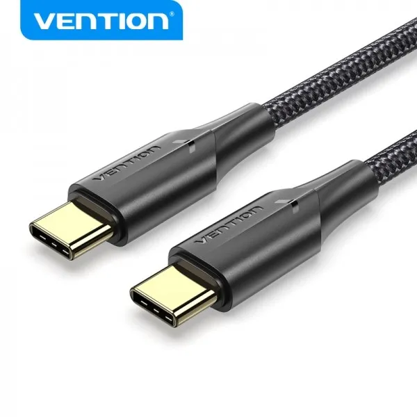 Cavo Vention USB-C maschio a USB-C maschio 3A 60W LED - 05 m - Cotone intrecciato nero