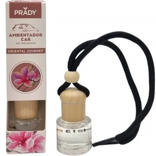 Deodorante per auto Prady Oriental Journey - Flacone in vetro da 6 ml e cordino per specchietto retrovisore