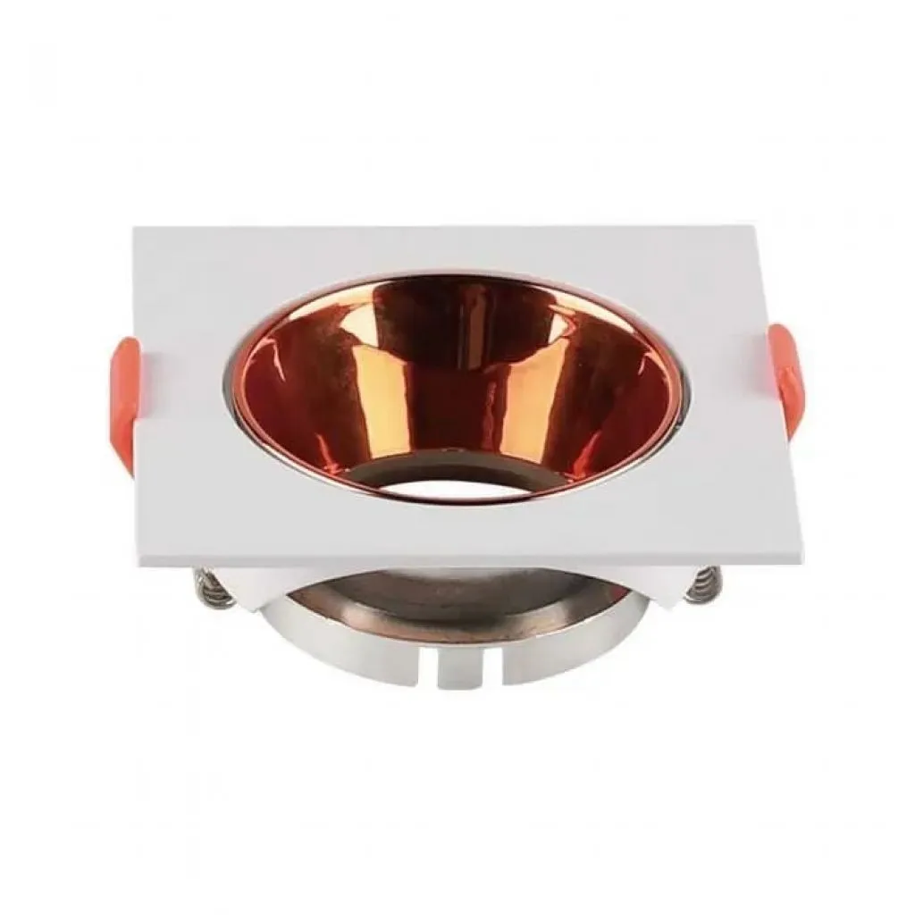 V-TAC Portafaretto LED da Incasso Quadrato GU10 Corpo Bianco Riflettore Oro Rosa