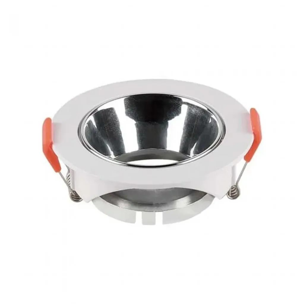 V-TAC Portafaretto LED da Incasso Rotondo GU10 Corpo Bianco Riflettore Cromato