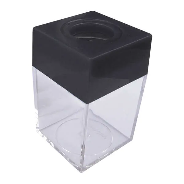 Dohe Porta clip in plastica con contenitore trasparente - 42x42x70mm - Contenitore magnetico nero