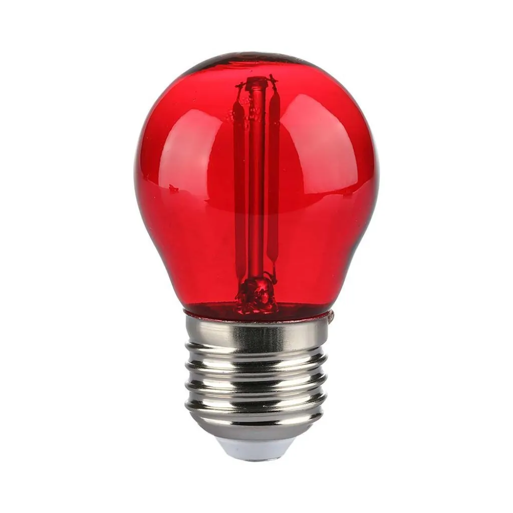V-TAC Lampadina LED E27 2W G45 Filamento Colore Rosso