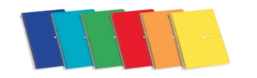 Quaderno a spirale Enri Plus formato quarto 1 riga - 80 fogli carta da 60 g/m² con margine - Copertina morbida - Colori assortiti