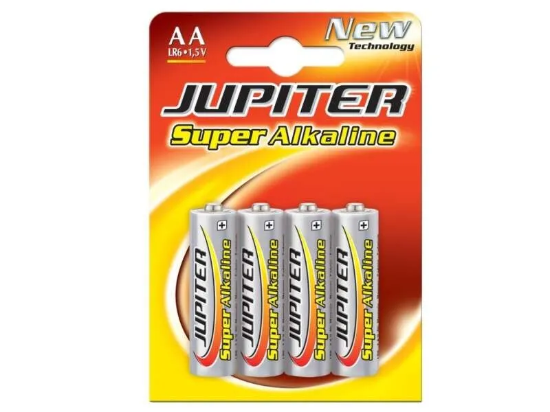 Jupiter Confezione da 4 batterie alcaline AA LR6 - Alta tecnologia - Affidabilità - Alte prestazioni - Massime prestazioni