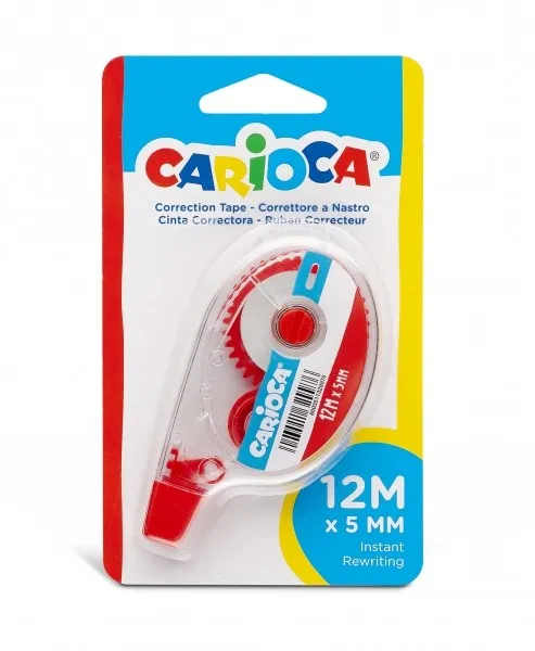 Nastro correttore Carioca 5mm x 12m - Ideale per qualsiasi tipo di carta - Bianco