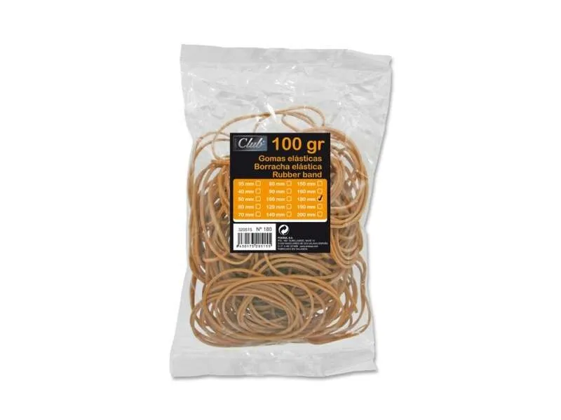 Ingraf 100gr Sacchetto Elastici 180mm - Alta Qualità - 70% Gomma - Grande Resistenza ed Elasticità - Colore Marrone