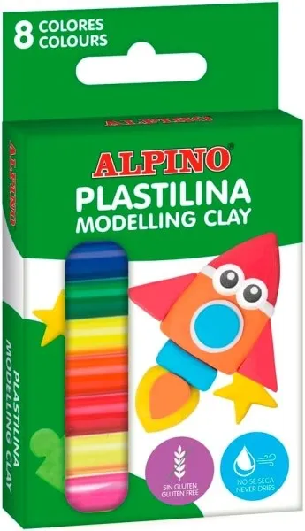 Confezione Alpino con 8 stick di pasta modellabile da 12 g - Molto flessibile - Miscelabile - Senza glutine - Colori assortiti