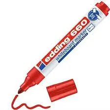 Pennarello per lavagna bianca Edding 660 - Punta tonda - Linea tra 15 e 3 mm. - Inchiostro pigmentato - Ricaricabile - Cancellabile a secco - Colore rosso