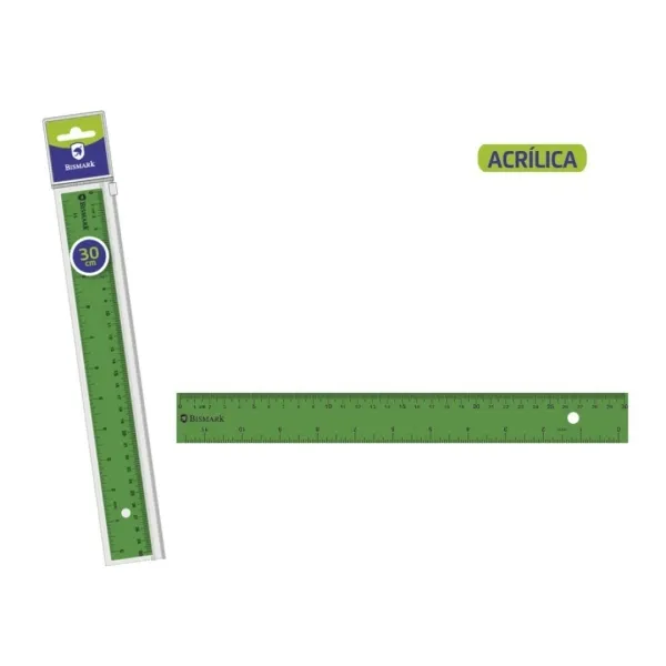 Righello acrilico Bismark 30 cm - Alta qualità - Custodia con cerniera - Verde