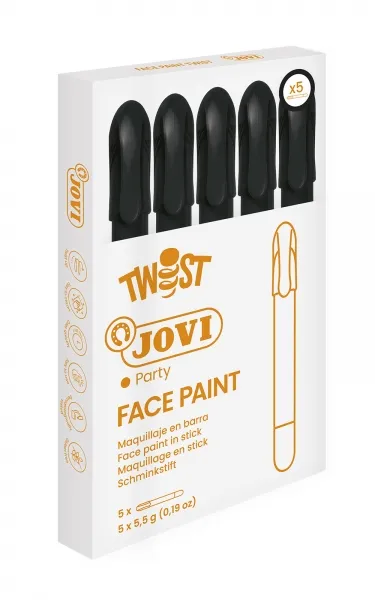 Stick di trucco viso Jovi Twist - Ipoallergenico - A base d'acqua - Facile da applicare e rimuovere - Alta coprenza - Asciugatura rapida - Senza parabeni - Sicuro per tutti i tipi di pelle - Nero