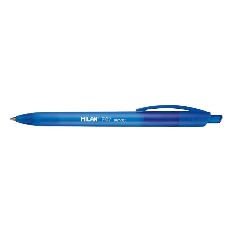 Penna gel retrattile Milan P07 Dry-Gel - Punta da 07 mm - Asciugatura rapida - Blu