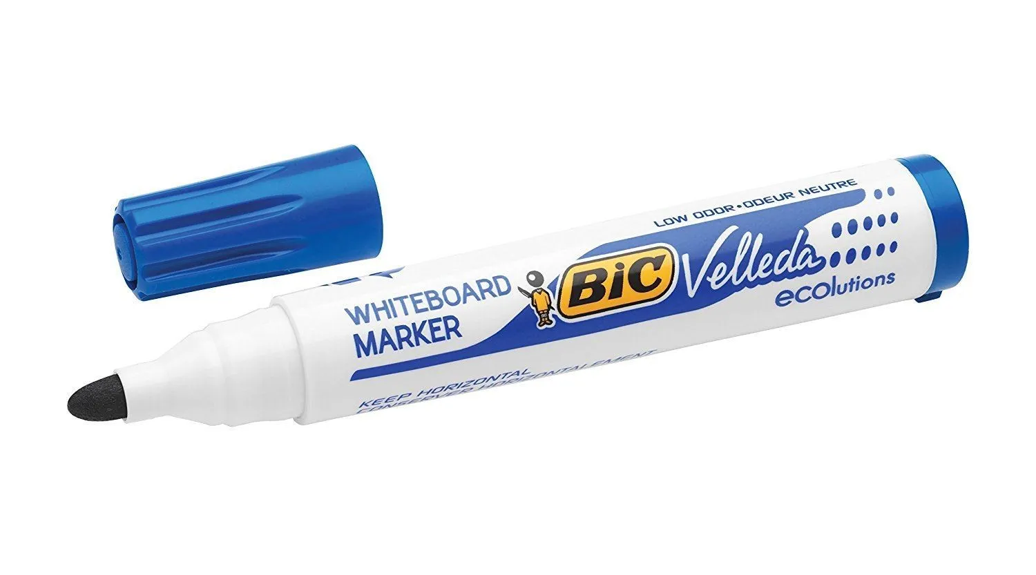 Bic Velleda 1701 ECOlutions Pennarelli Lavagna - Punta Rotonda - Linea 1.5 mm - Inchiostro Base Alcool - Ecologico - Cancellazione Ottimale - Colore Blu