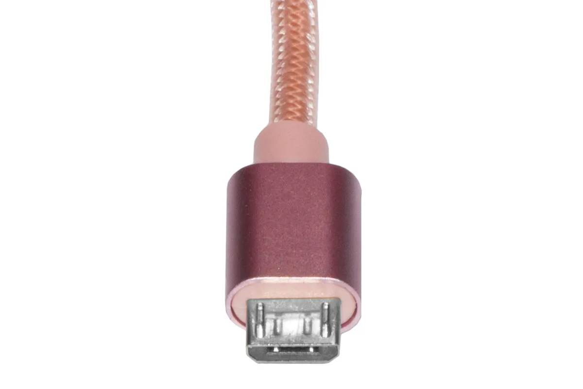 *Cavo Micro Usb Mt 1 Guaina Intrecciata Nylon Colore Rosa
