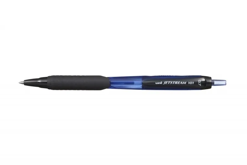 Uni-ball JetStream 101 Boligrafo de Tinta - Punta Bola 0.7mm - Trazo 0.35mm aprox. - Tinta de Secado Instantaneo - Grip de Goma - Color Azul